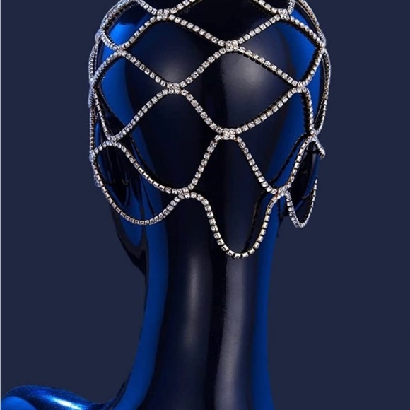 Rhinestone Special Occassion Wedding Head Piece Chain - Picture 3 of 7